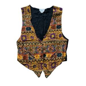 Vintage Fashion Passport Colorful Patterned Women's Vest M